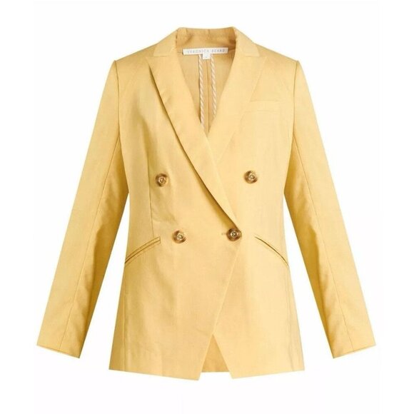 Veronica Beard Nisha Yellow Linen Wool Blend Dickey Blazer Jacket $595 Size 10 - Picture 4 of 16